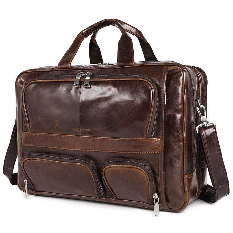 Large-capacity Leather Handbag Computer Briefcase