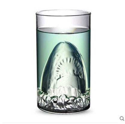 Transparent Glass Cup Shark Glass Wine Milk Tea Water Breakfast Cup Mugs Double-layer Bar Wine Drinkware