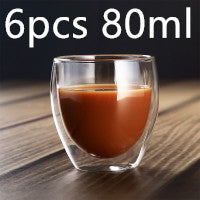 Heat resistant glass double coffee cup