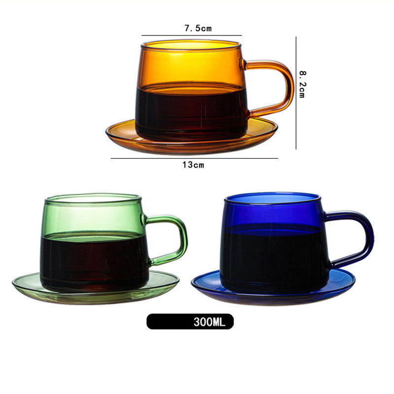 Color Borosilicate Glass Coffee Cup With Plate