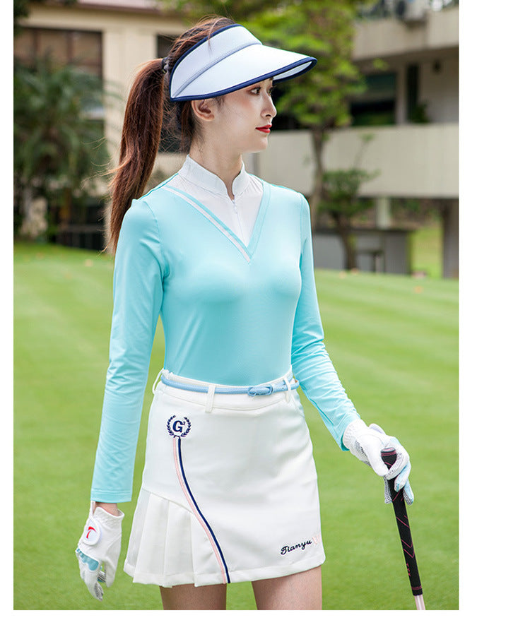 Golf Women's Long-sleeved T-shirt Stand-up Collar Sunscreen Korean Version Of Slim Sports