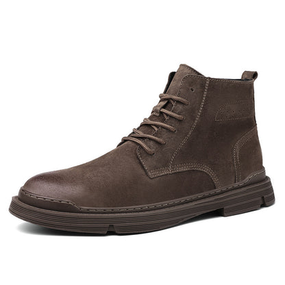 A brown boot displayed prominently against a clean white background, highlighting its design and color.