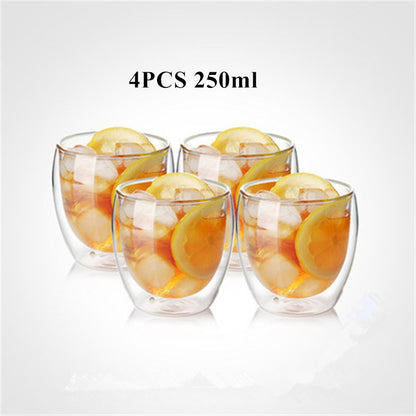 Heat resistant glass double coffee cup