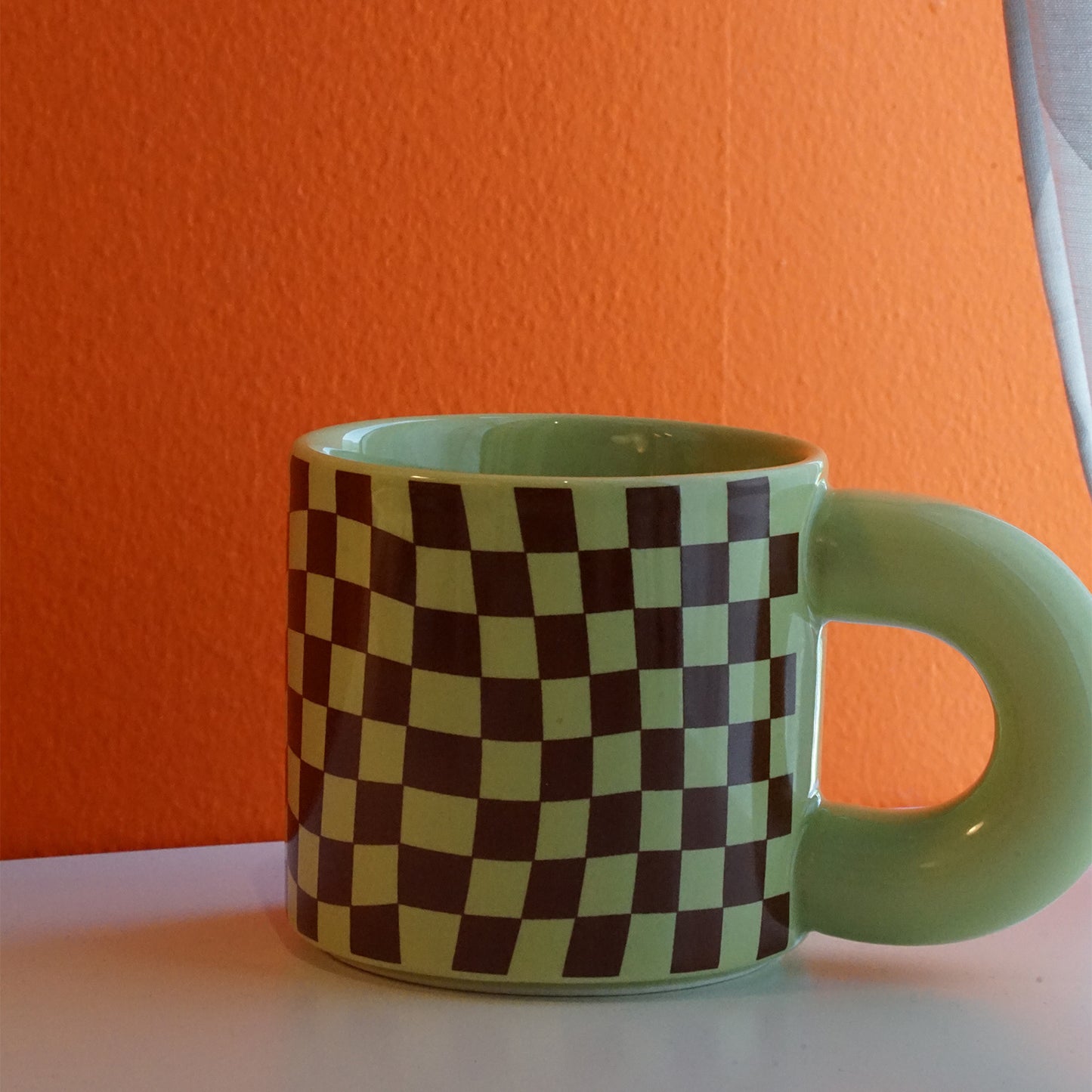 Milk Fufu Retro Checkerboard Ceramic Coffee Milk Water Mug Gift