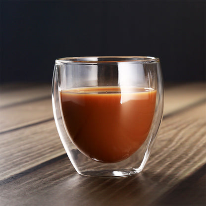 Heat resistant glass double coffee cup