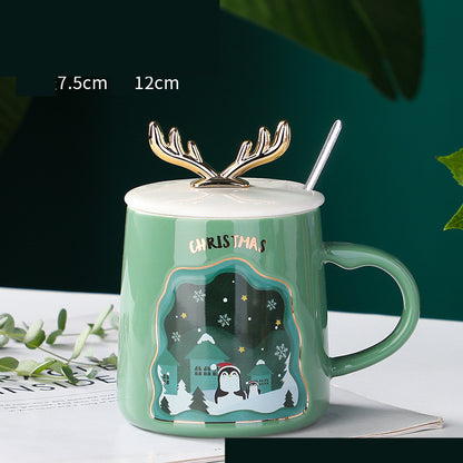 Drinkware Christmas Mugs Coffee Cups Ceramic Merry Christmas Cups With Spoon Christmas Gifts For Coffee Cup Mug Handgrip Cup