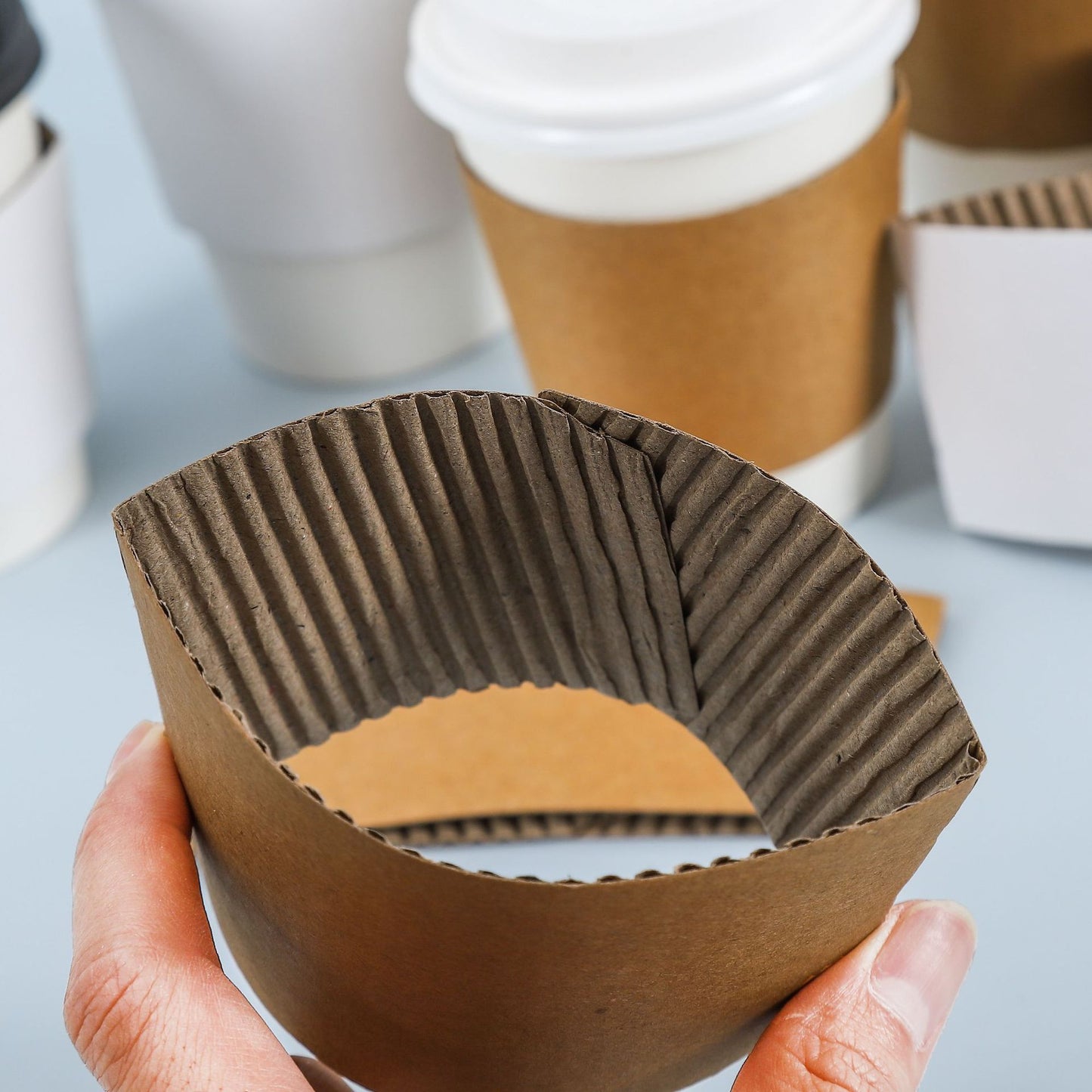 Disposable Kraft Corrugated Cup Sleeves Insulation