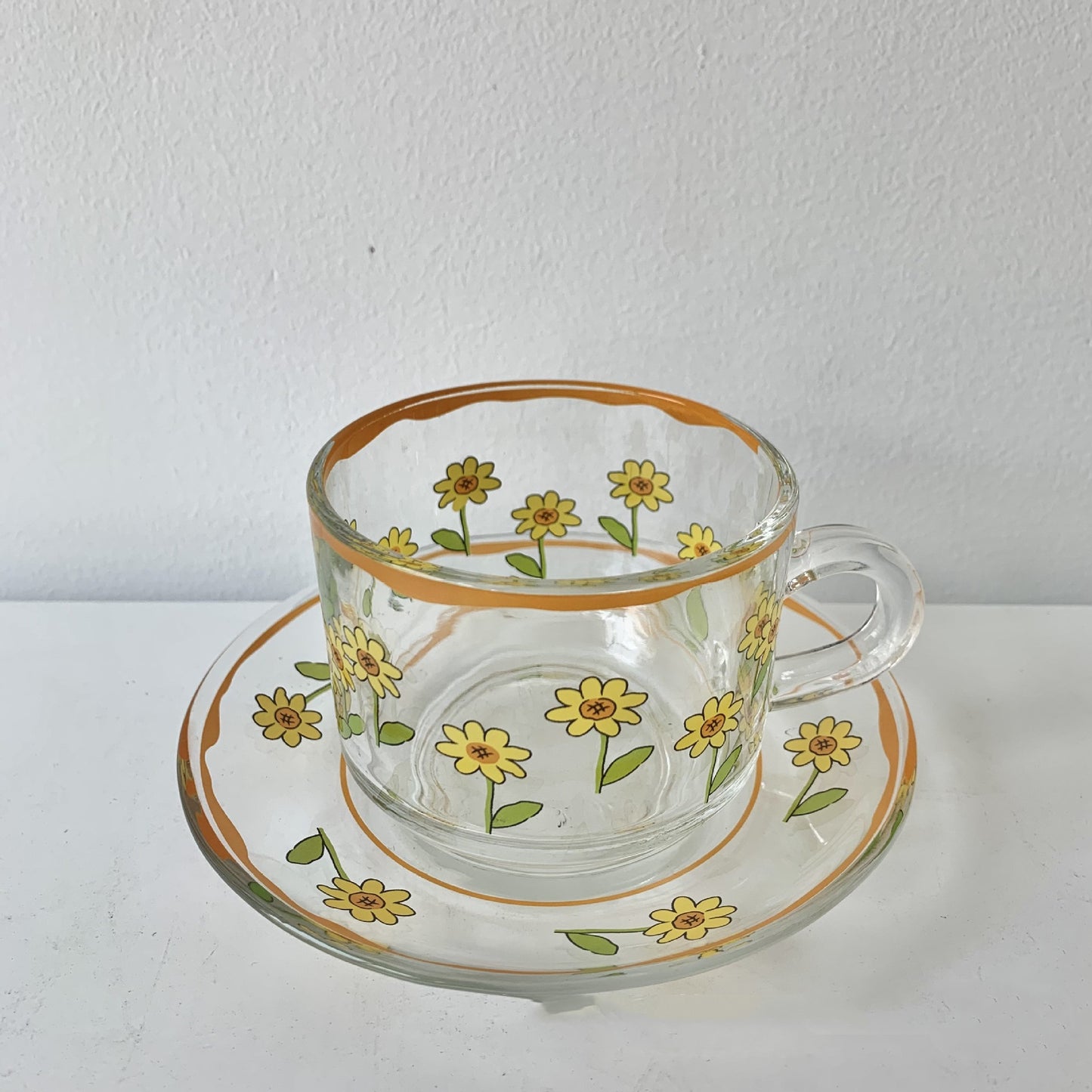 Tulip Coffee Cup Saucer Pastoral Glass