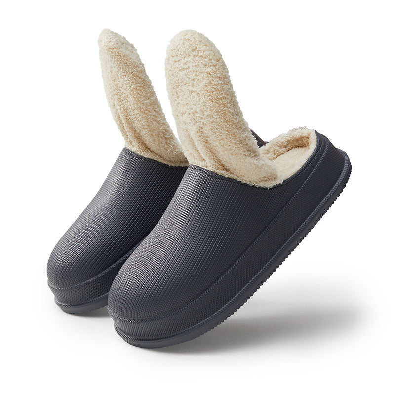 Men's And Women's Waterproof Warm Thick Bottom Non-slip Cotton Slippers