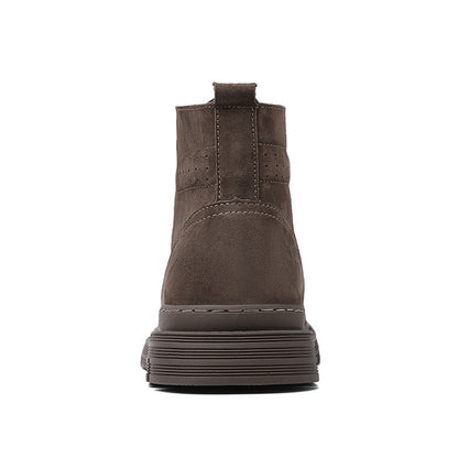 A brown boot displayed prominently against a clean white background, highlighting its design and color.