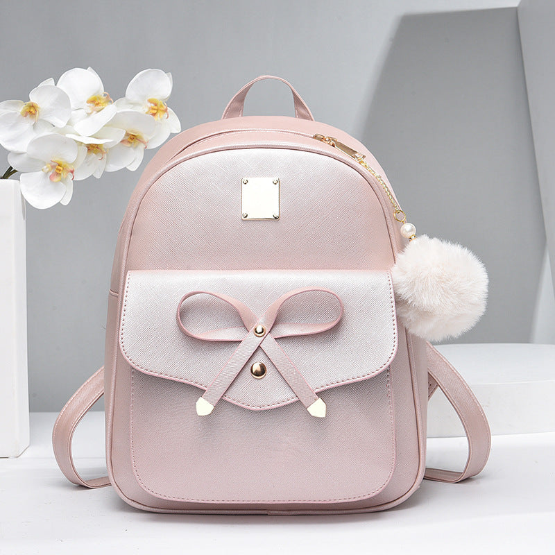 Fashion Women's Bags PU Bow Composite Bag Young Girl Student Cute Shoulders Backpack Crossbody Bags Coin Purse 3pcs Set