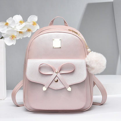 Fashion Women's Bags PU Bow Composite Bag Young Girl Student Cute Shoulders Backpack Crossbody Bags Coin Purse 3pcs Set