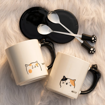 Cat Ceramic Mug With Lid Home Office Coffee Tea