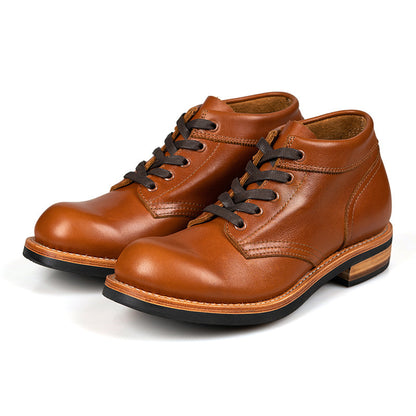 1. Brown leather boots for men, crafted from high-quality leather, showcasing a stylish and durable design.