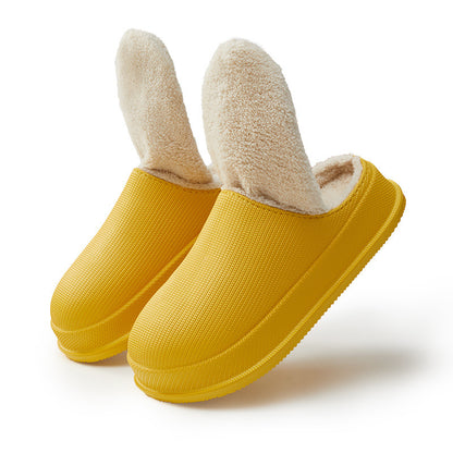 Men's And Women's Waterproof Warm Thick Bottom Non-slip Cotton Slippers