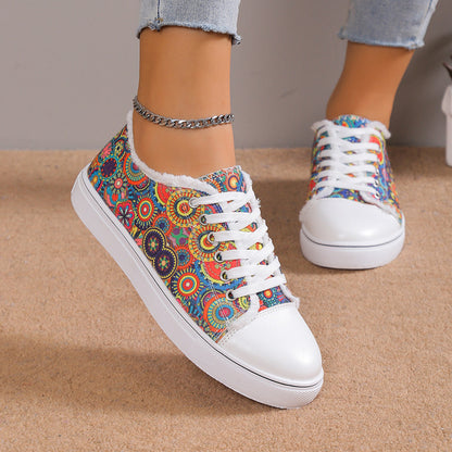 Versatile Flat Bottomed Student Lace Up Canvas Shoes