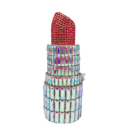 Women's Lipstick Shaped Diamond Evening Clutch