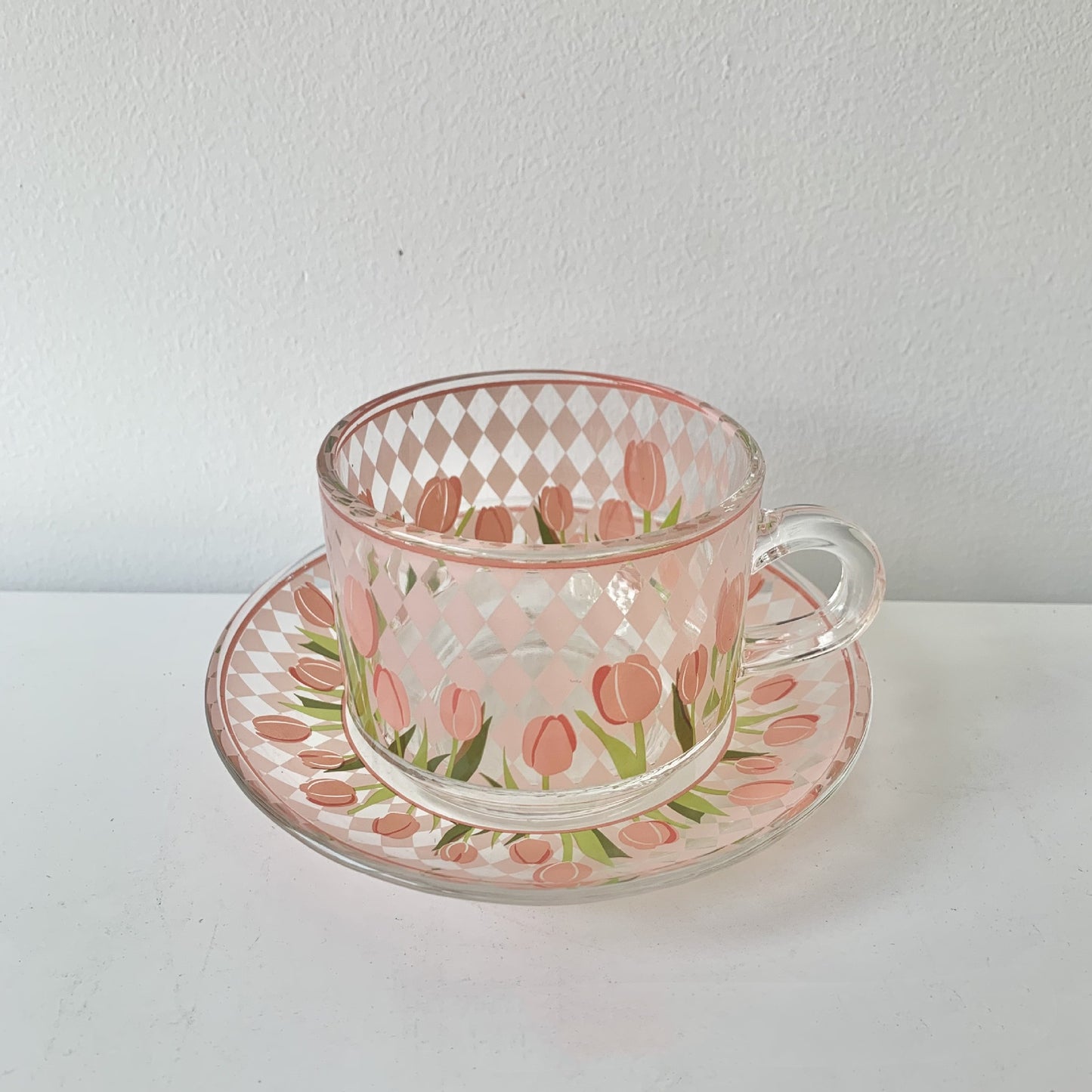 Tulip Coffee Cup Saucer Pastoral Glass