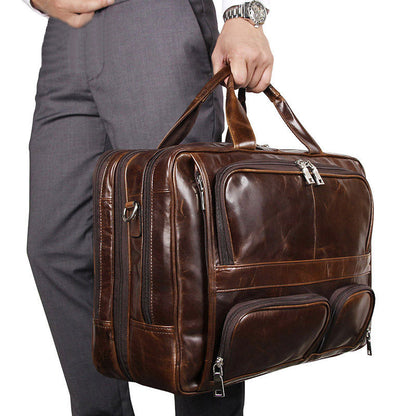 Large-capacity Leather Handbag Computer Briefcase