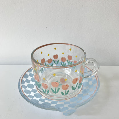 Tulip Coffee Cup Saucer Pastoral Glass